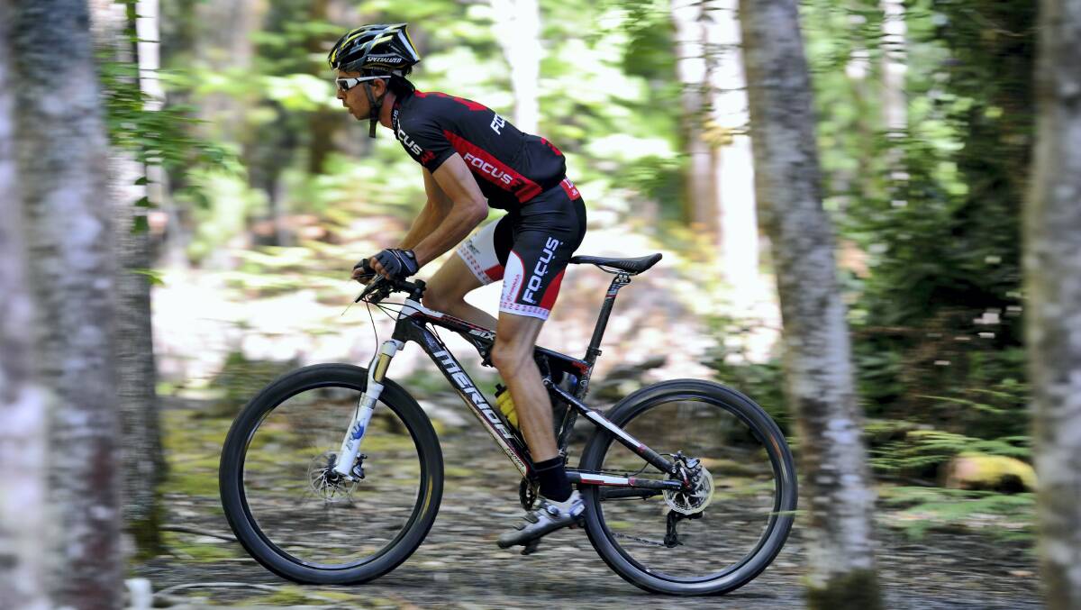 Andras Nagy competing in yesterday's Launceston Mountain Bike Club two-hour enduro.  Picture: WILL SWAN