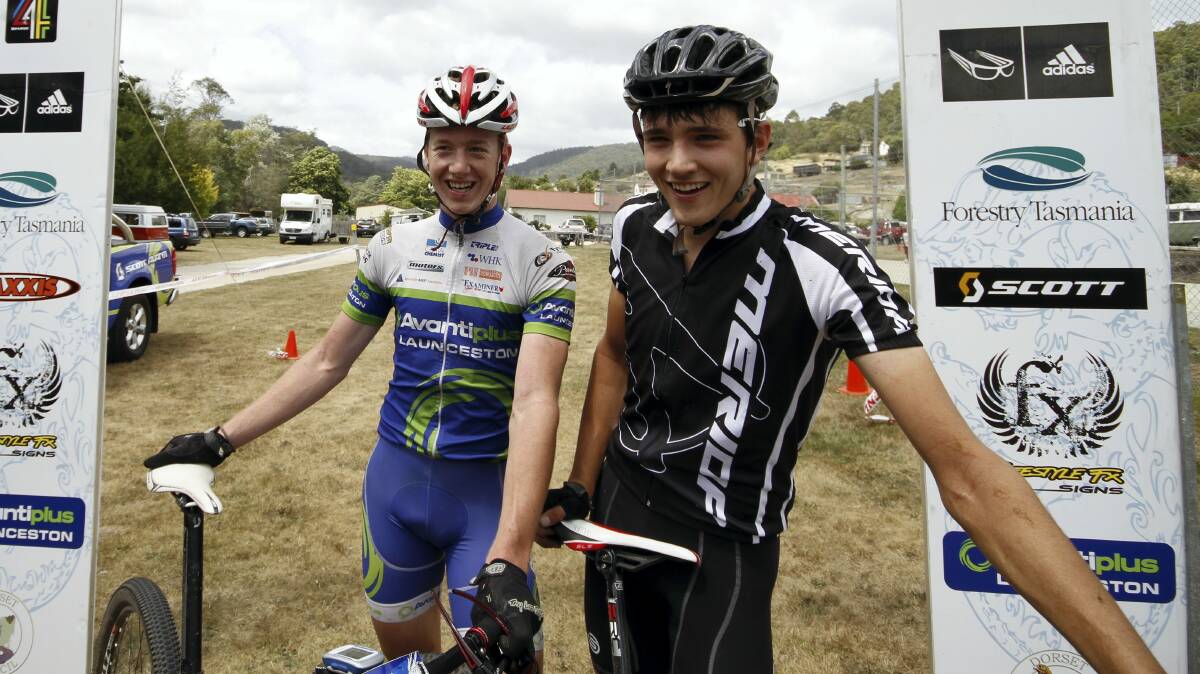 Alex Hunt and Stephen Matthews are in prime position at the halfway point of the 2013 Blue Dragon Mountain Bike Challenge.