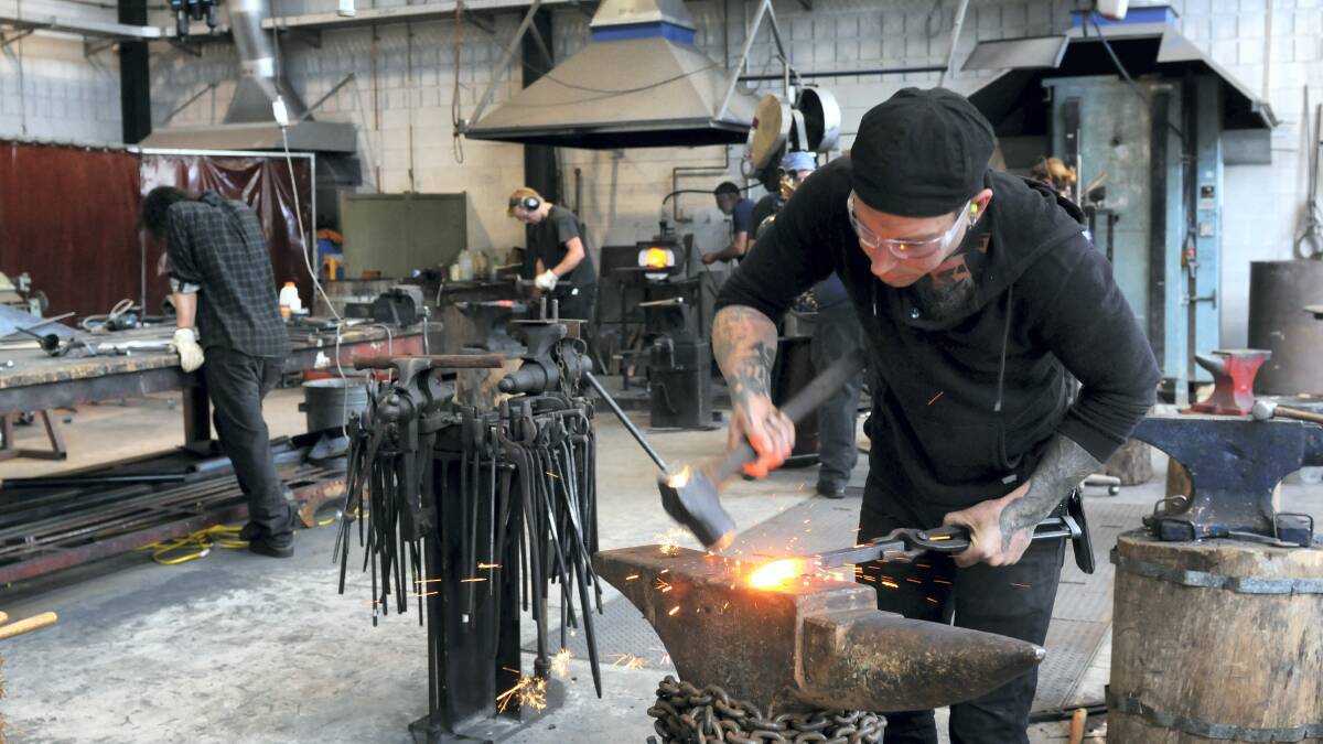 Industrially-trained blacksmith and now Launceston-based sculptor Pete Mattila has recently completed his Masters of Fine Art with first class honours.  Picture: PAIL SCAMBLER