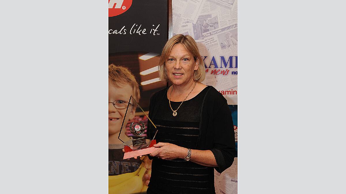 South Esk swimming club head coach Ketrina Clarke received the encouragement award on behalf of Aran Miller