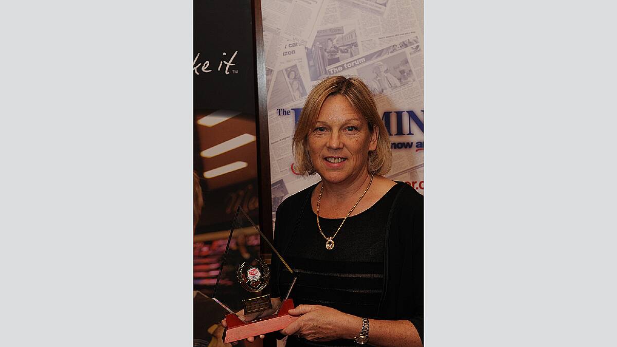 South Esk swimming club head coach Ketrina Clarke received the encouragement award on behalf of Aran Miller