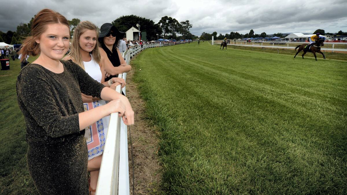 Jemma Goldsmith, Ruby Hardman and Toni Goldsmith,  all of Launceston, at the Longford Cup yesterday.