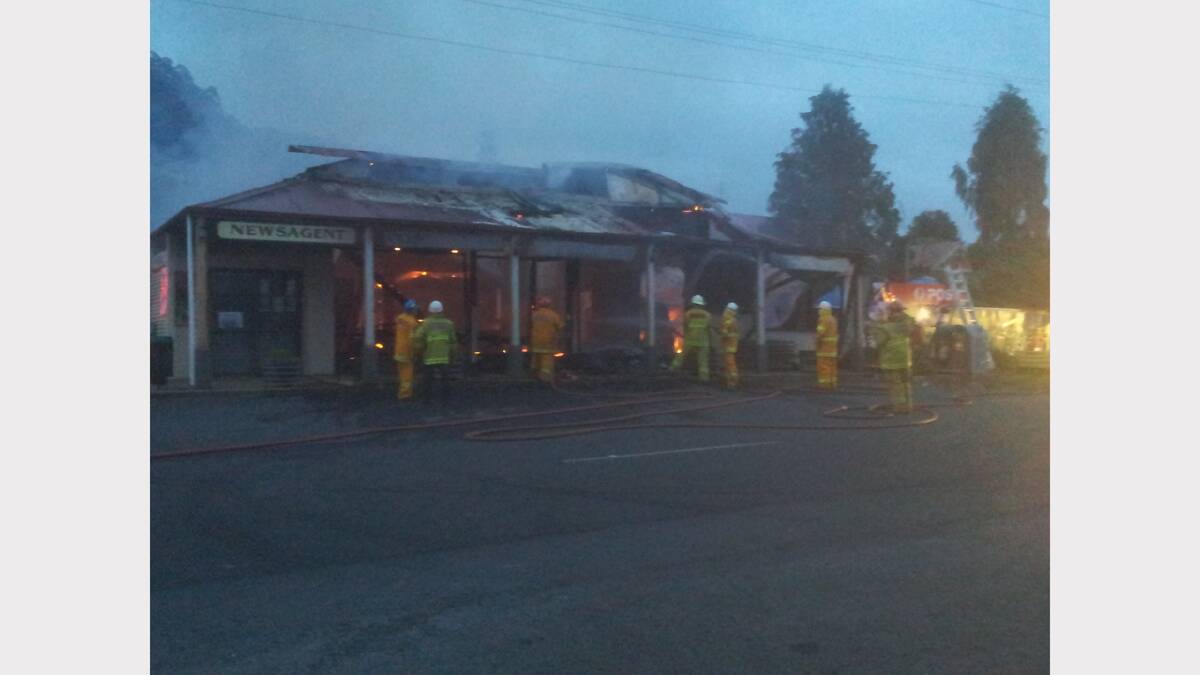 The fire at the former Coles store on Main Road at Wilmot. Photos supplied by Simon King.