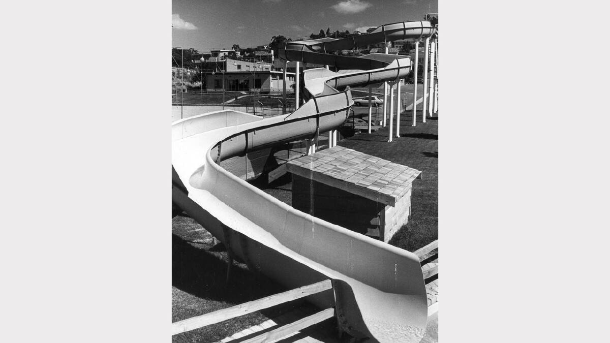 The water slide at the Riverside pool. Photo: March 1983