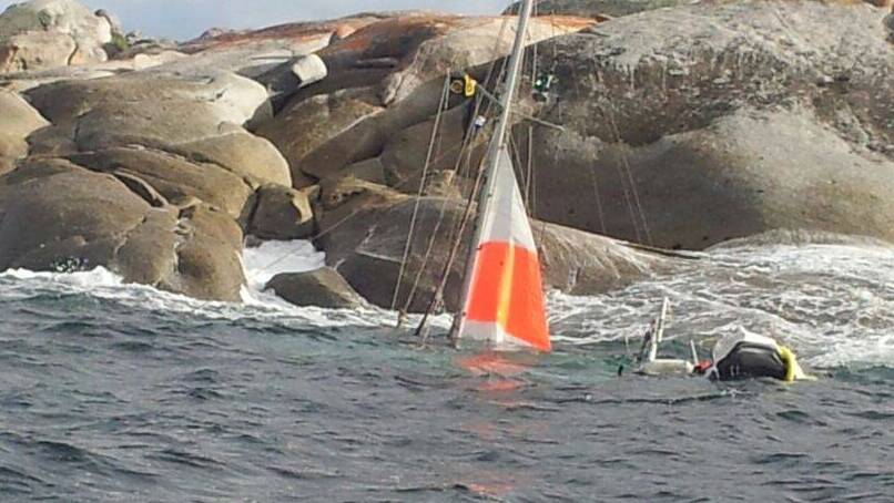 A police photo of the submerged yacht. 