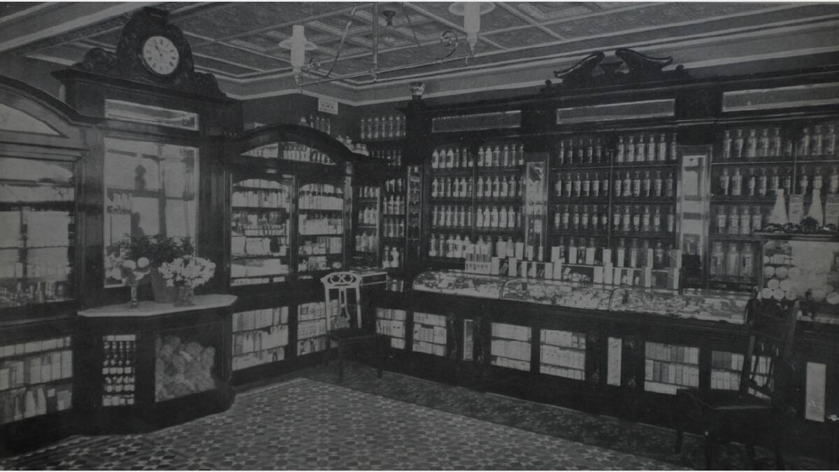 An interior view of Hatton and Laws Chemists. The Weekly Courier, June 29, 1907.