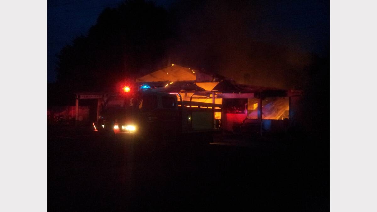 The fire at the former Coles store on Main Road at Wilmot. Photos supplied by Simon King.