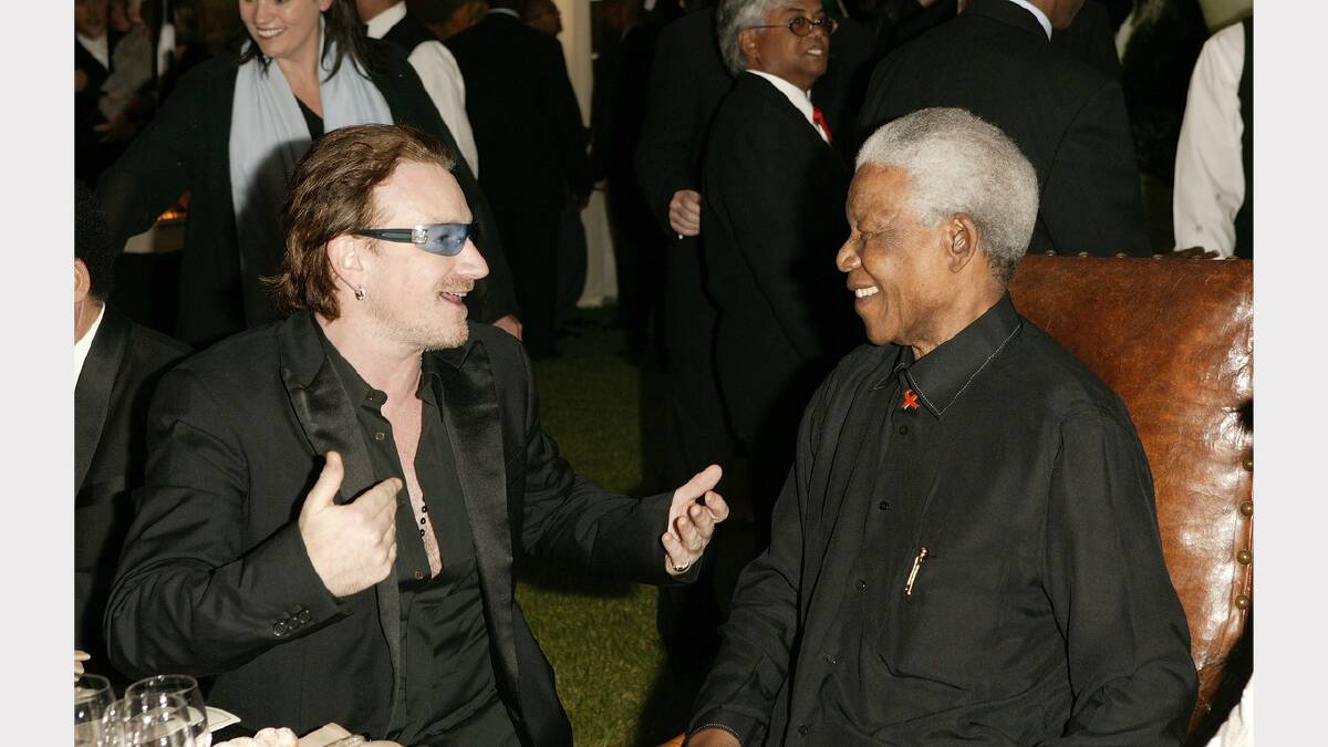 Nelson Mandela with U2 singer Bono on November 28, 2003.