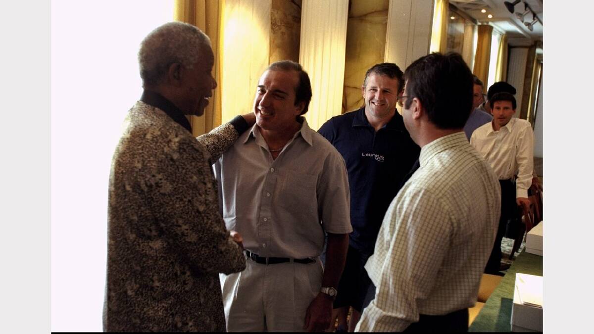23 May 2000:  Nelson Mandela with Academy Member Hugo Porta, Laureus Sports Awards, Monaco.