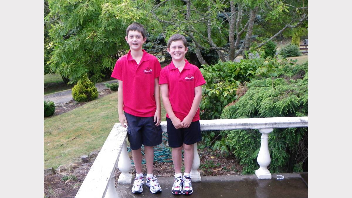 Nathan Drake (aged 10) and Ryan Drake (aged 8) ready for their first day of school for 2013 at Mole Creek Primary School.j