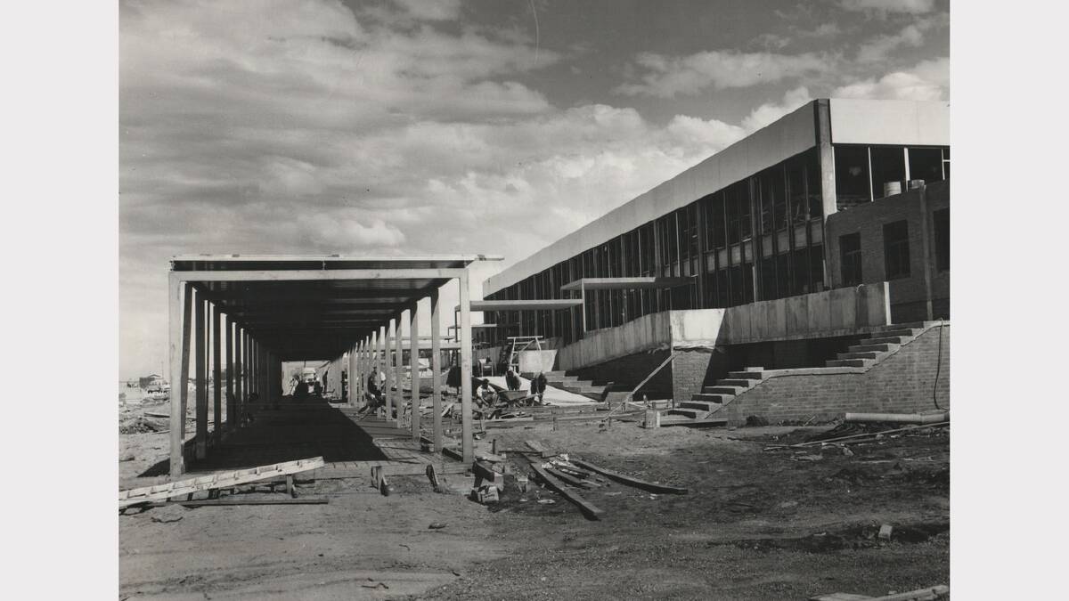 The facade of the $2 million Launceston Airport's new passenger terminal. Photo: February 1965