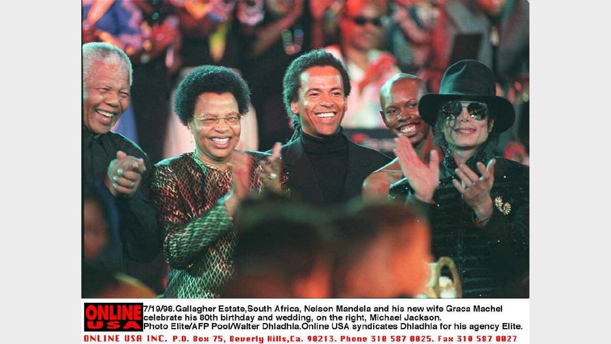 7/19/98. Gallagher Estate, South Africa. Michael Jackson celebrates Nelson Madela's 80th birthday party and marriage to Graca Mschel, at a party attended by 2000 people 