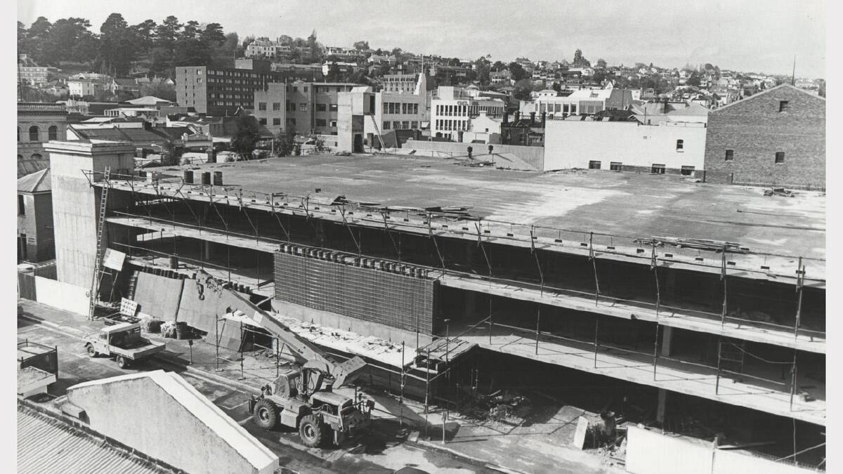 Work well underway on the four-level Paterson Street East car park. Photo: August 1981.