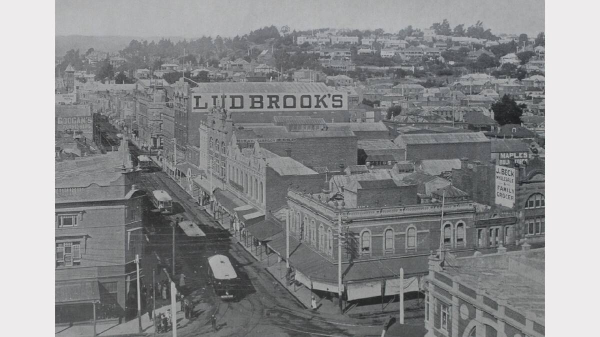 Section of Central Launceston viewed from the Tower of the Commercial Travellers' Association Buildings. The Weekly Courier.