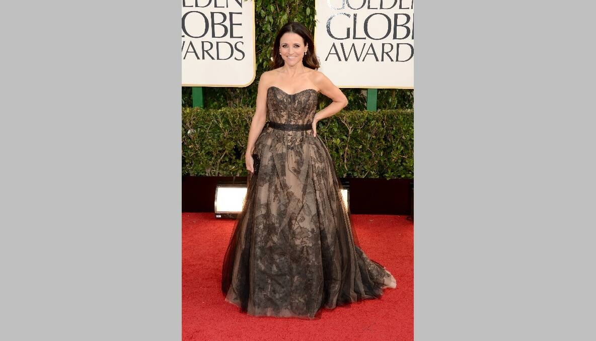Actress Julia Louis-Dreyfus arrives at the 70th Annual Golden Globe Awards. Photo by Jason Merritt/Getty Images