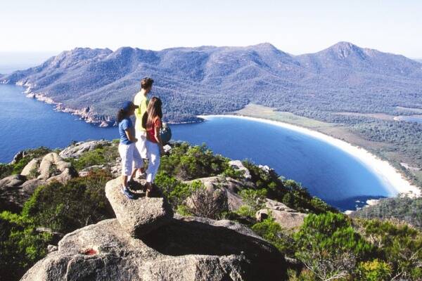 Wineglass Bay is a popular holiday destination on the East Coast.