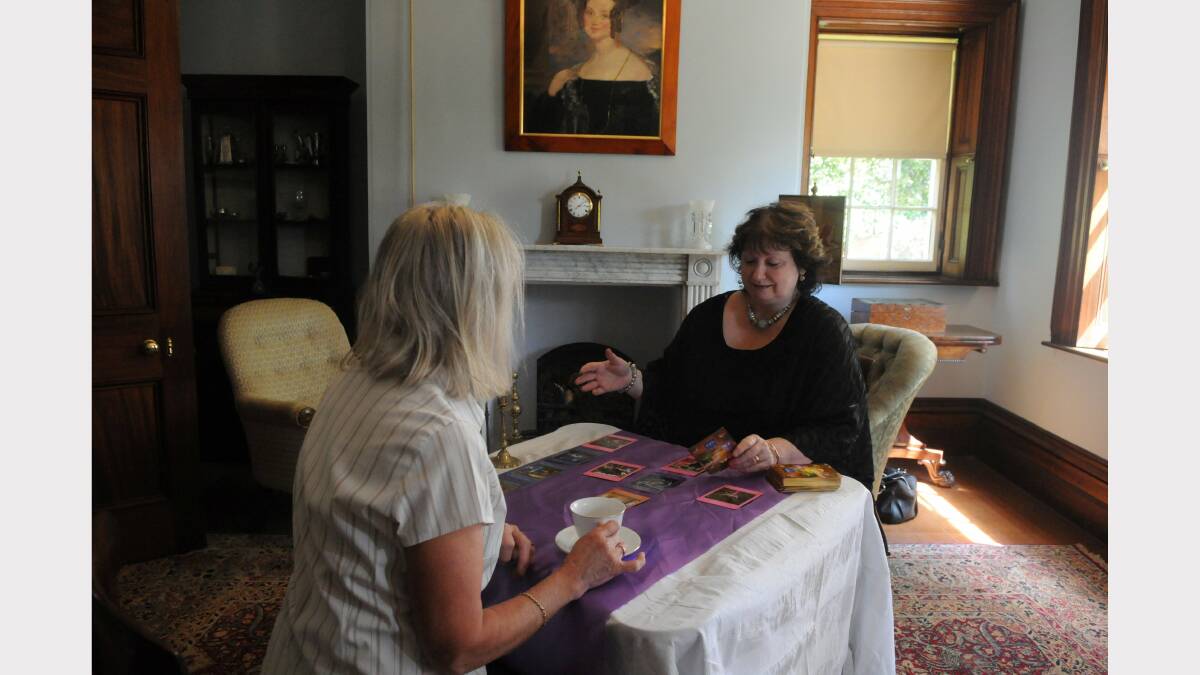 Tea and Tarot "Queenie" reads the tarot cards at Franklin house. Picture: PAUL SCAMBLER.