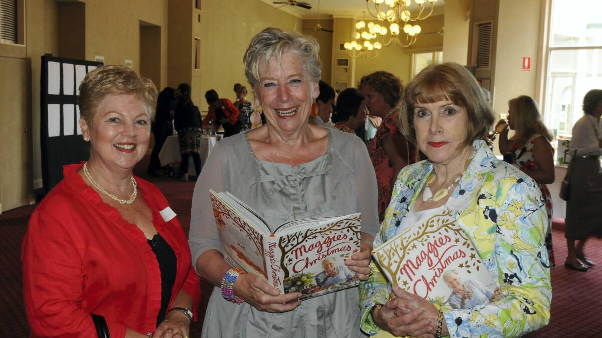 Jenny Bryan, of Launceston, author and cook Maggie Beer and Lesley Buchanan, of Launceston.  Picture: PAUL SCAMBLER