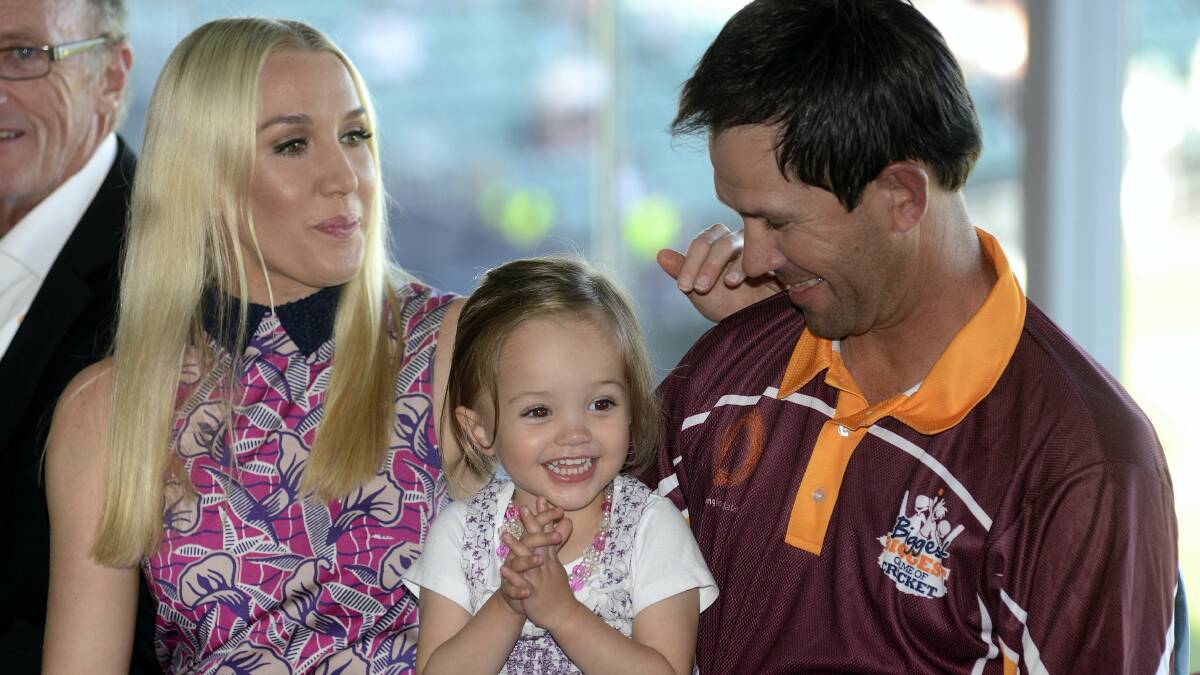 Ricky Ponting with wife Rianna and daughter Matisse shortly before receiving the key to the city.