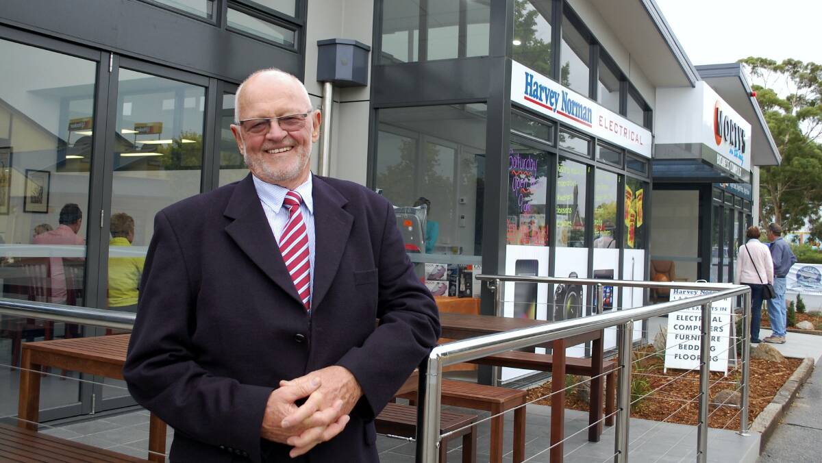 Mort Douglas  at the opening of his $5 million Morty's on the Bay retail and office building at St Helens yesterday.