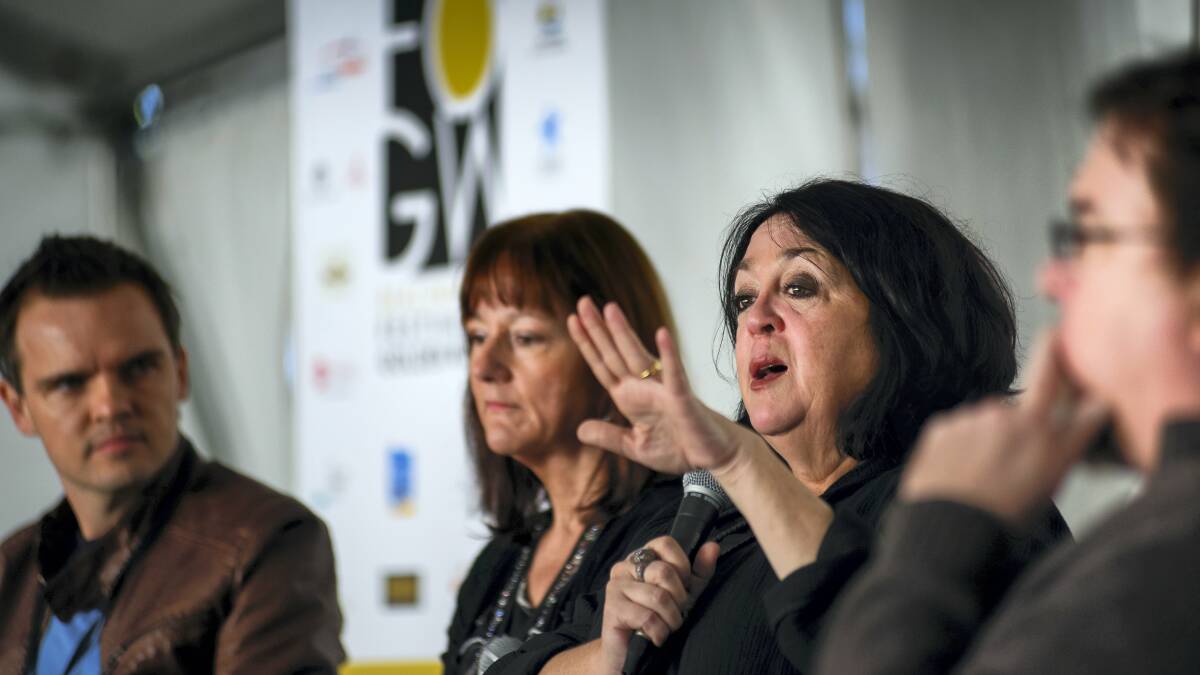 Tristan Bancks, Sherryl Clark, Wendy Harmer and  Matthew Lamb at the Festival of Golden Words. Picture: PHILLIP BIGGS