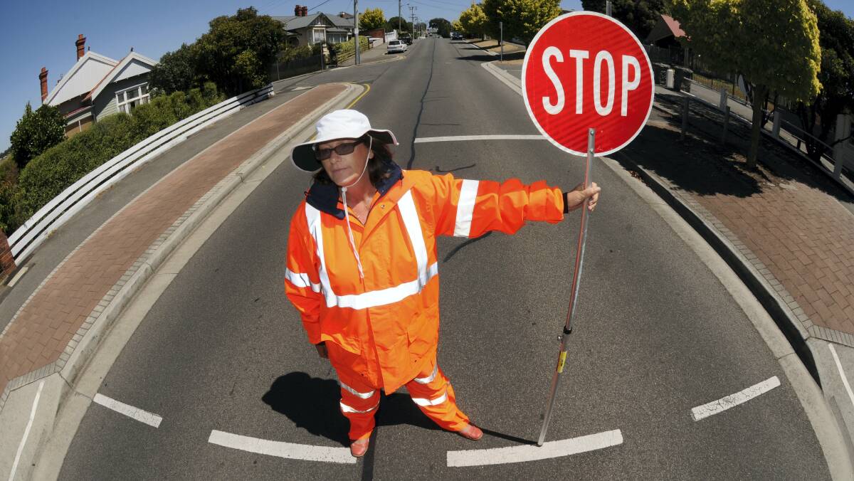 School crossing patrol officers statewide co-ordinator Aly Sargent at the crossing in Mary Street, Launceston. Picture: PAUL SCAMBLER