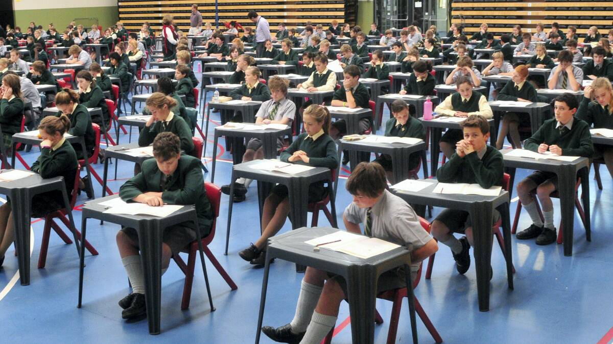 Grade 7 students at St Patrick's College sitting the NAPLAN test.  Picture: NEIL RICHARDSON
