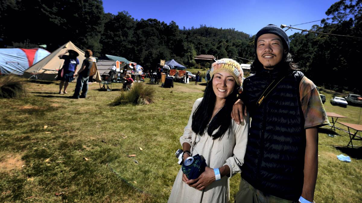 At the Jackeys Marsh Forest Festival are Yuka Hashimoto and Kayo Sei, both of Hobart. Picture: GEOFF ROBSON