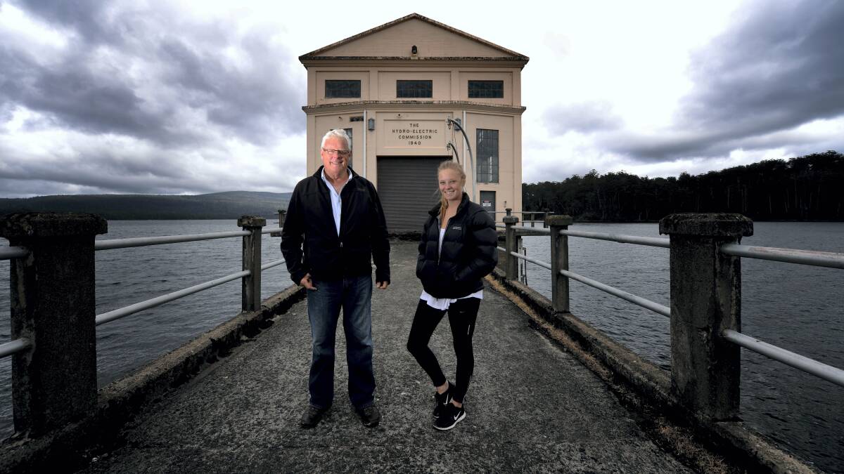 Tourism entrepreneur Simon Currant and daughter Georgia at Pumphouse Point. Picture: GEOFF ROBSON