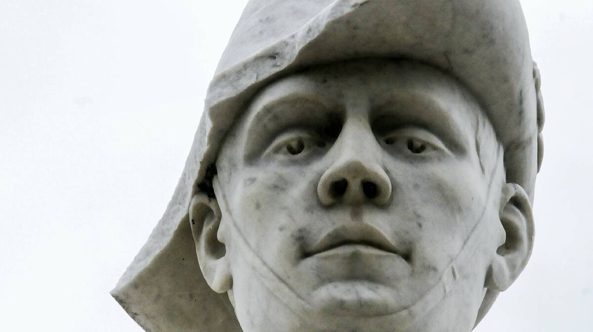 Vandals have cut off the side of the soldier's slouch hat at Perth's Lions Park.