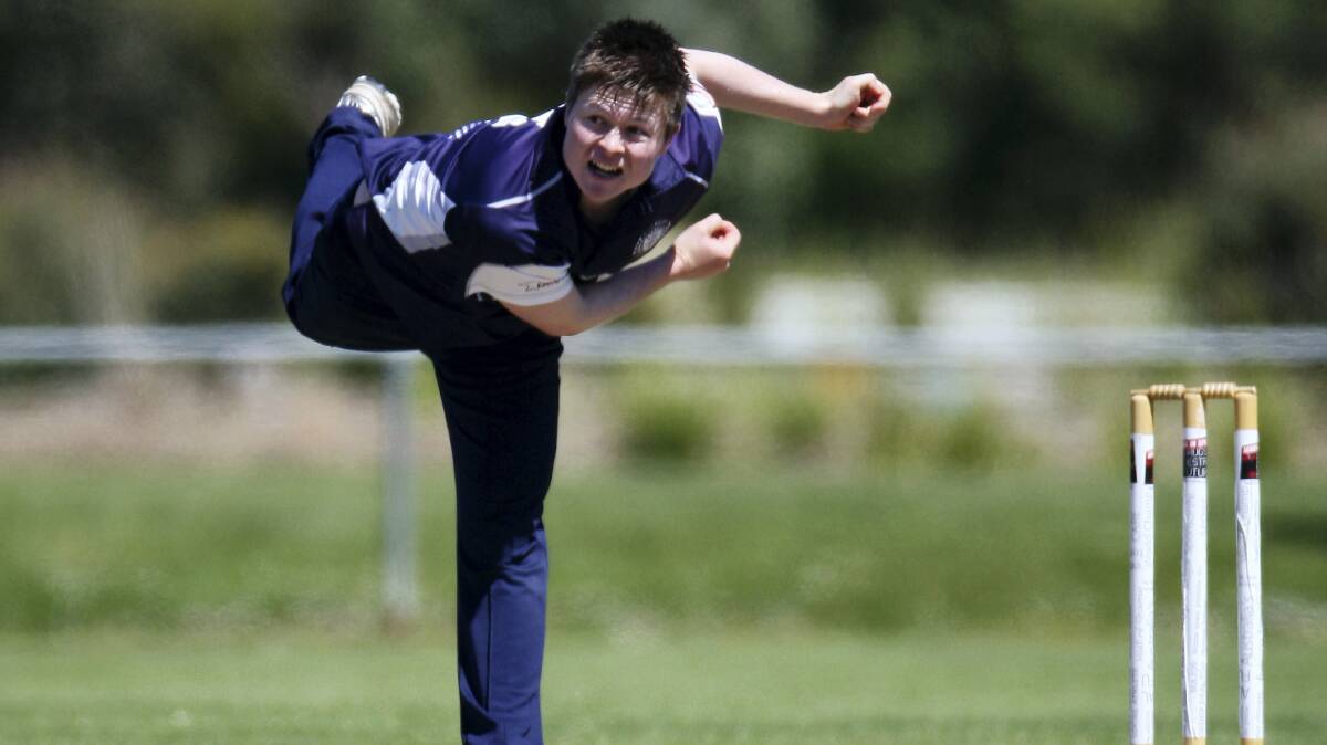 Riverside's Alex Kerrison bowls in the Blues' clash against George Town yesterday.  Picture: SCOTT GELSTON.