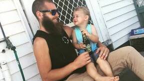 Thomas Courto with his nephew. Picture: Supplied