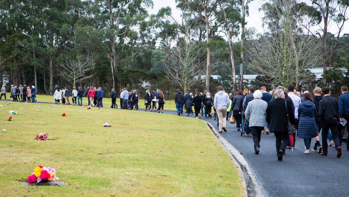 COMMNITY MOURNING: A large crowd gathered to show their respects at the funeral service for Caitlyn Loane. Picture: Eve Woodhouse