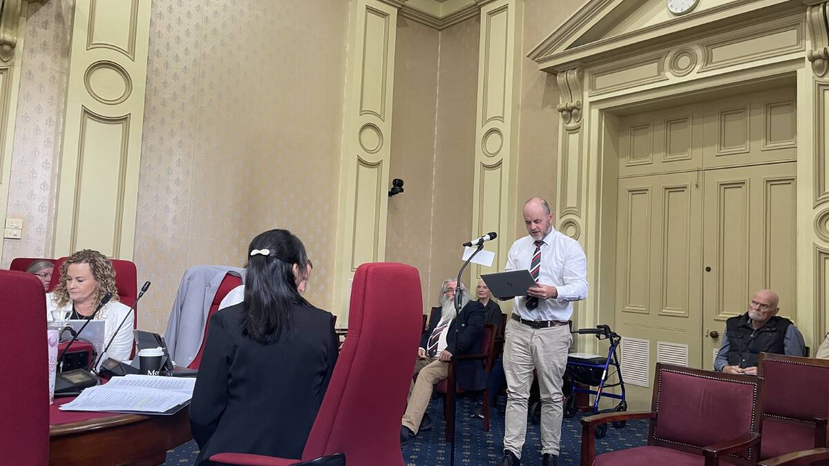 City of Launceston city development manager Richard Jamieson responding to questions from the council. Picture by Alison Foletta