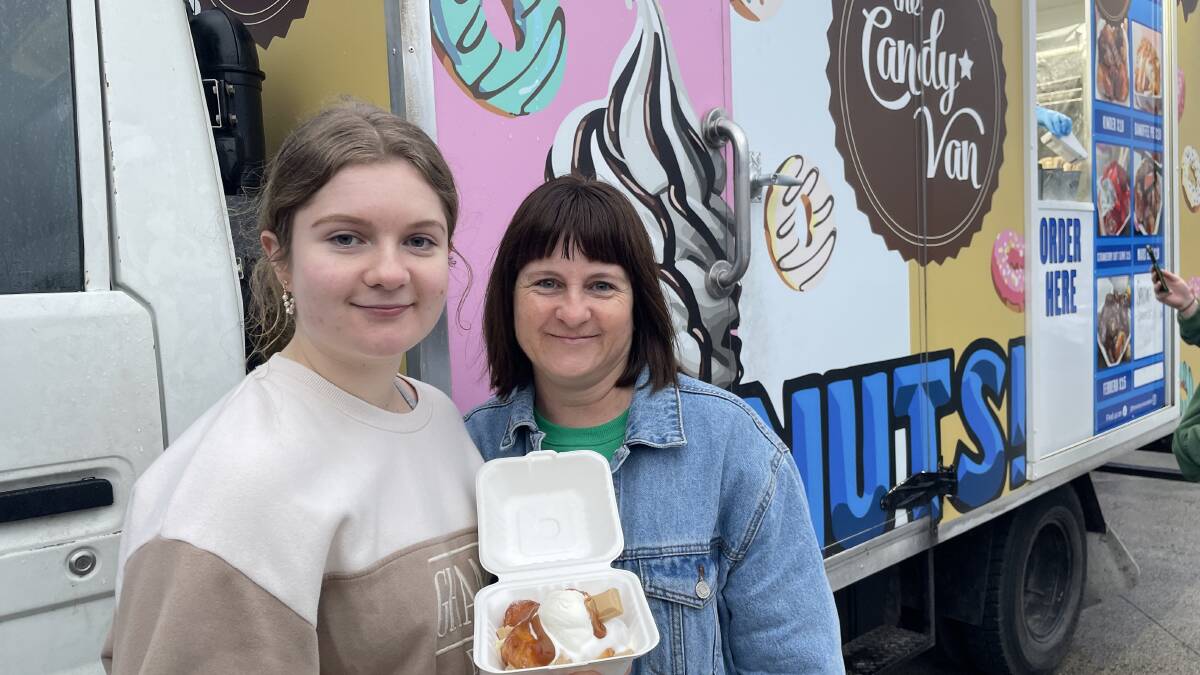 FOOD VAN: Phoebe and Karen MacFarland share some treats from The Candy Van. Picture: Alison Foletta