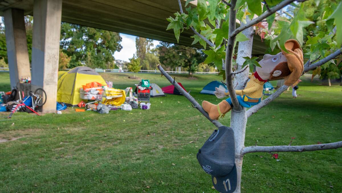 SAFETY: The camp set up under the bridge. Picture: Paul Scambler