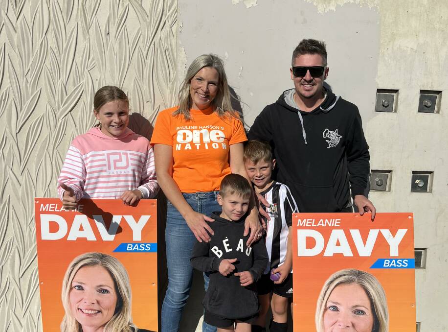 VALUES: One Nation Bass candidate Melanie Davy and family. Picture: Supplied