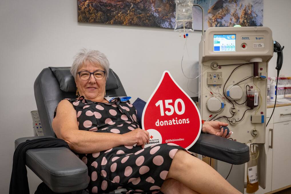 Michele Polley making her 150th donation. Picture by Paul Scambler