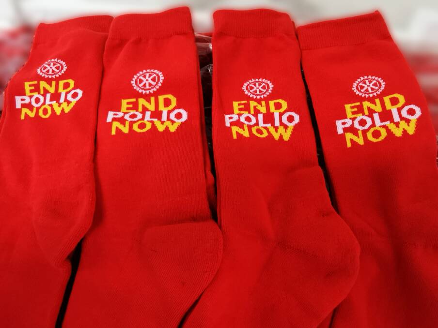 Rotary clubs across Tasmania will be selling End Polio Now socks to raise funds for the cause. Picture by Rod Oliver