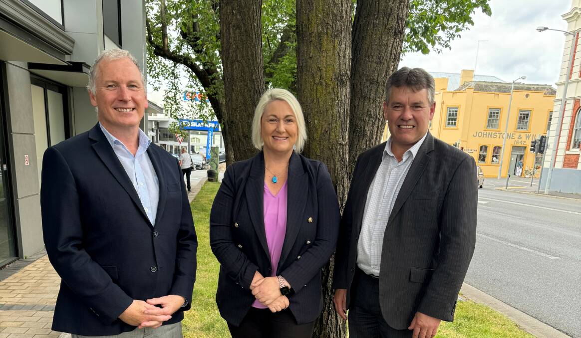 Northern Tasmania Development Corporation chief executive Chris Griffin, Bell Bay Advanced Manufacturing Zone chief executive Susie Bower and Regional Development Australia Tasmania chief executive James McKee. Supplied picture