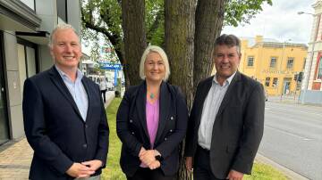 Northern Tasmania Development Corporation chief executive Chris Griffin, Bell Bay Advanced Manufacturing Zone chief executive Susie Bower and Regional Development Australia Tasmania chief executive James McKee. Supplied picture