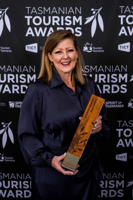 Karen Phillips was awarded the Tourism Champion of the year at the Tourism Industry Council of Tasmania Tourism Awards night for 2023. Picture supplied