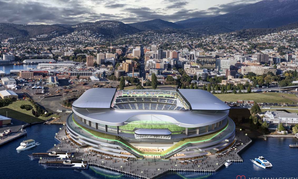 Artist impression of a new stadium at Hobart's Macquarie Point.