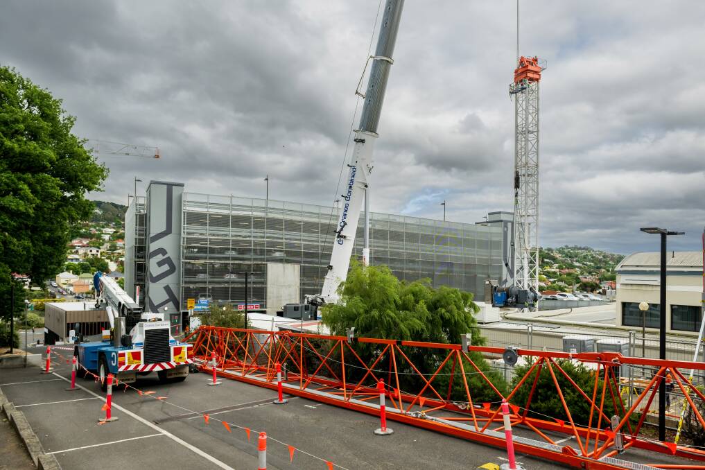 Construction underway of a new helipad at the Launceston General Hospital. Picture by Phillip Biggs
