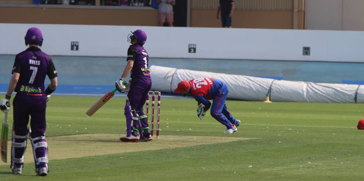 TRIPLE HEADER: Demon's wicketkeeper Tristan Weeks there to catch Brady Yates out behind the stumps. Picture: Molly Appleton
