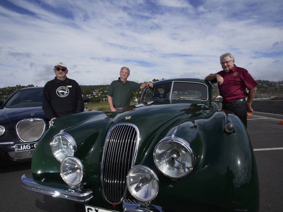 Gordon Barnard with his S-Type, Martin Wilson and his XK120 and Barry Ward, who owns a XJ-300 not pictured. Picture by Rod Thompson