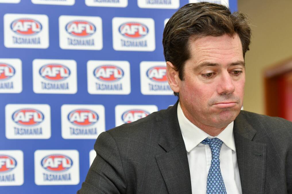 AFL chief executive Gillon McLachlan spoke at the AFL finals launch on Monday. Picture by Brodie Weeding