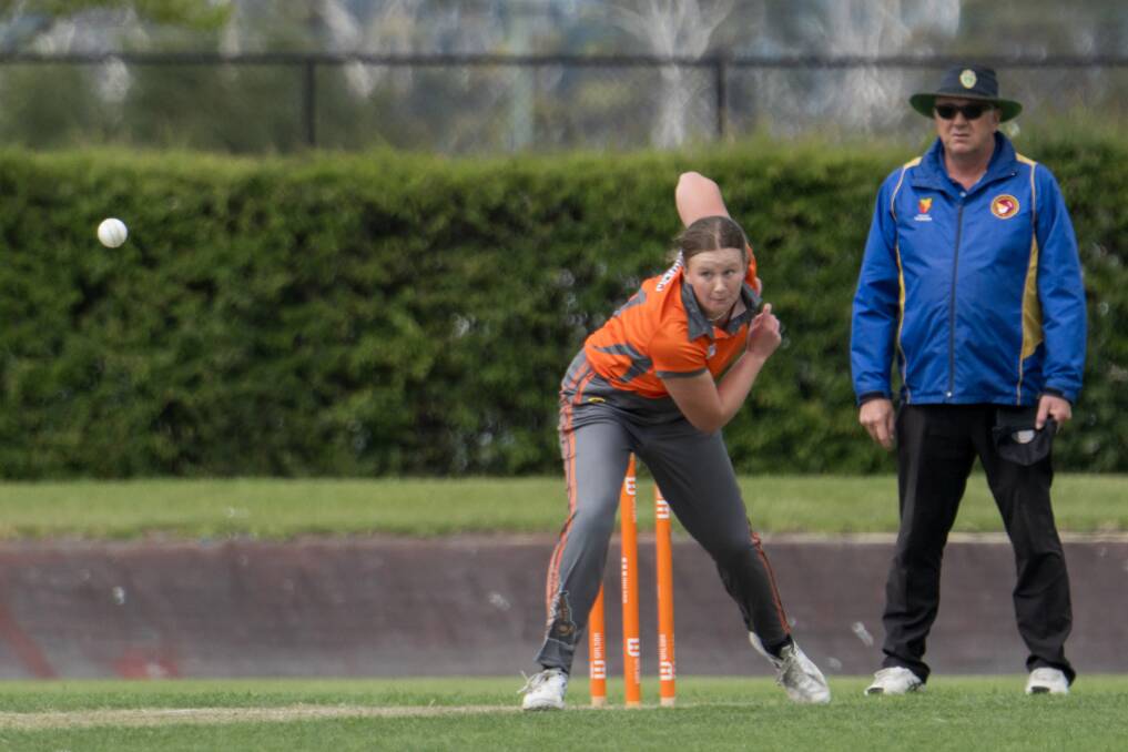 Wynyard's Ella Scolyer made her mark during the Cricket Tasmania Premier League match against North Hobart. Picture by Katri Strooband