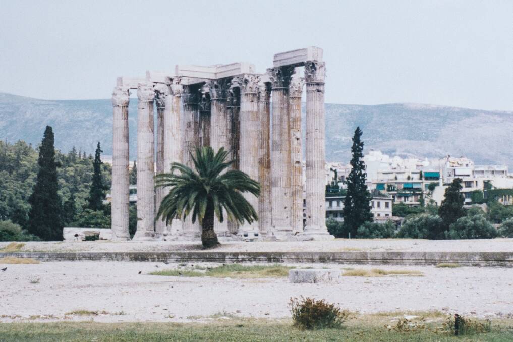 Ancient ruins in downtown Athens.