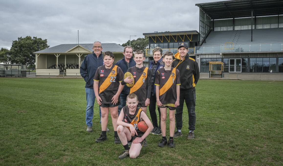 READY: Paul House, Pacer Mankham, Trudy Rundle, Jonny Dodd, Jett Howard-Sands, Jordan Dodd, Lincoln Sharman and Bryce Atkinson at Longford oval. Picture: Craig George